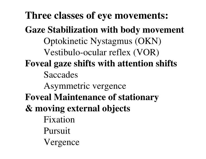 three classes of eye movements