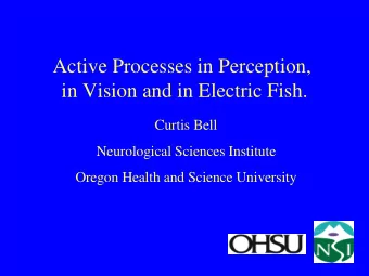 Active Processes in Perception,  in Vision and in Electric Fish.  Curtis Bell  Neurological