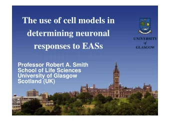 The use of cell models in  determining neuronal  responses to EASs  Professor Robert A. Smith
