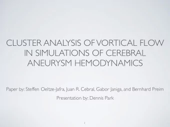CLUSTER ANALYSIS OF VORTICAL FLOW  IN SIMULATIONS OF CEREBRAL  ANEURYSM HEMODYNAMICS  Paper by: