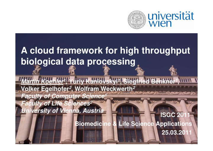 a cloud framework for high throughput biological data