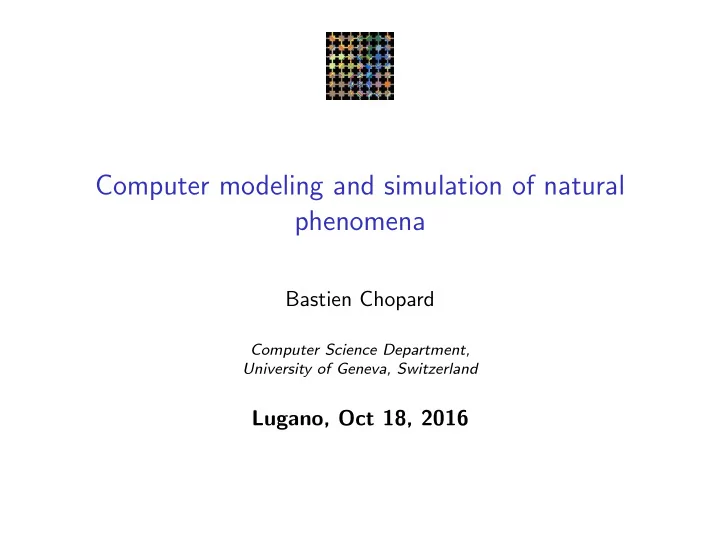 computer modeling and simulation of natural phenomena