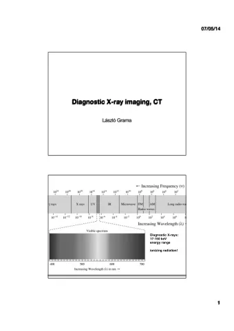 Diagnostic X-ray imaging, CT Lszl Grama Diagnostic X-rays:  17-150 keV  energy range