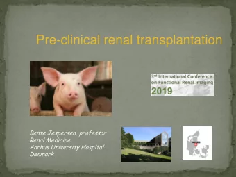 Pre-clinical renal transplantation  Bente Jespersen, professor  Renal Medicine  Aarhus University