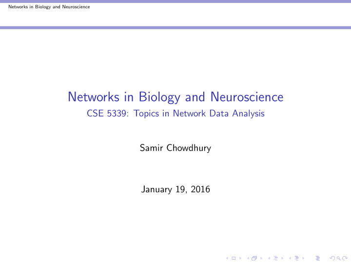 networks in biology and neuroscience
