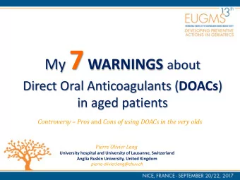 CONFLICT OF INTEREST DISCLOSURE  I ha  have no  no po  potent  ntial  ial conf  nfli  lict  ct of