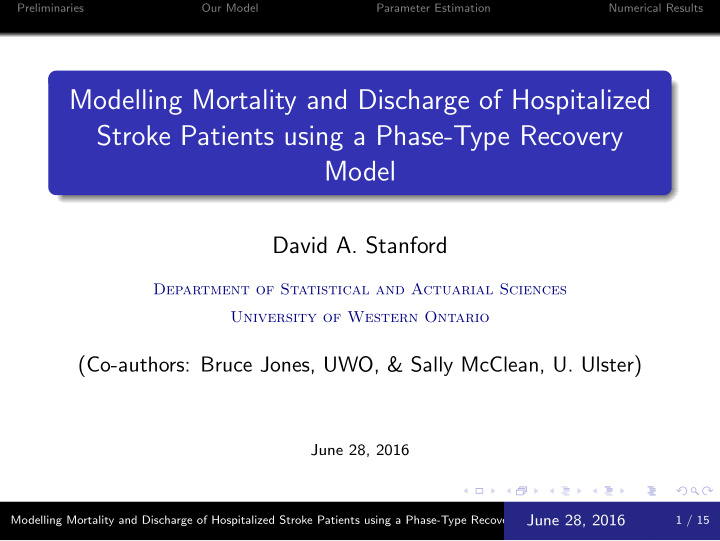 modelling mortality and discharge of hospitalized stroke