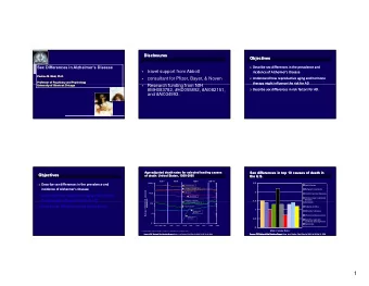 1  AD pathology is more likely to be clinically  20% more women than men die of Alzheimers  20%