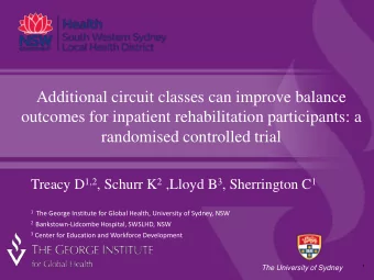 outcomes for inpatient rehabilitation participants: a  randomised controlled trial Treacy D 1,2 ,
