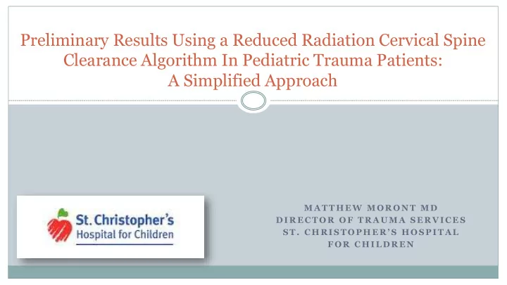 clearance algorithm in pediatric trauma patients