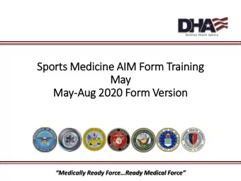 Sports Medicine AIM  IM Form Training  May  May-Aug 2020 Form Version  Medically Ready