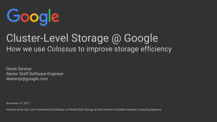 cluster level storage google