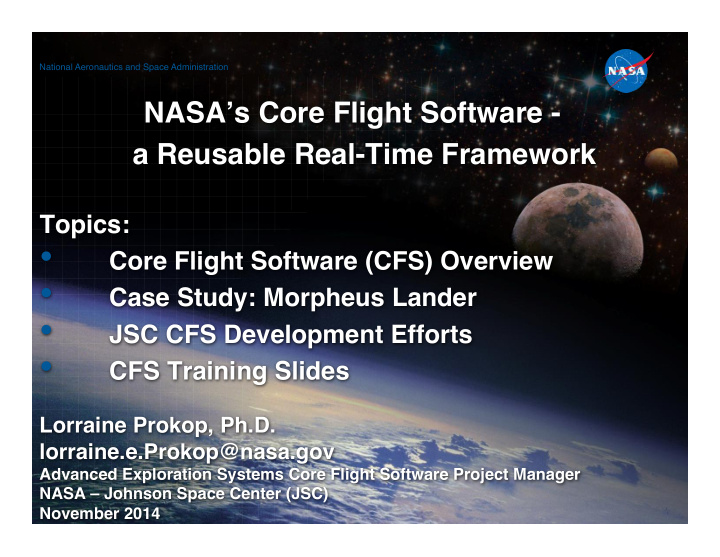 core flight software cfs overview case study morpheus