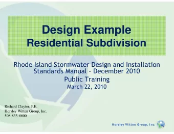 Design Example  Residential Subdivision  Rhode Island Stormwater Design and Installation  Standards
