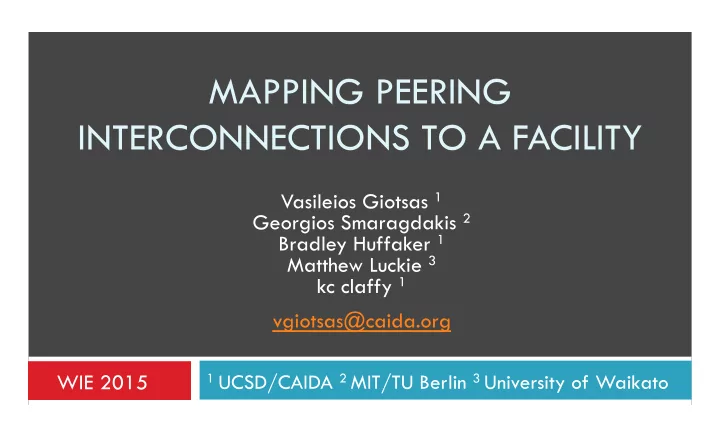 mapping peering interconnections to a facility