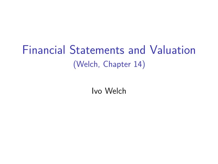 financial statements and valuation