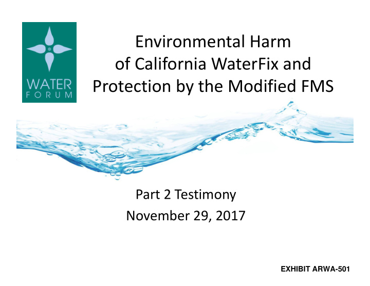 environmental harm of california waterfix and protection