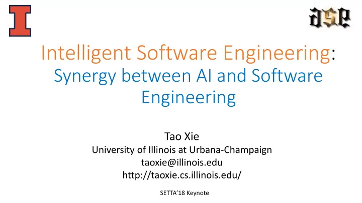 intelligent software engineering