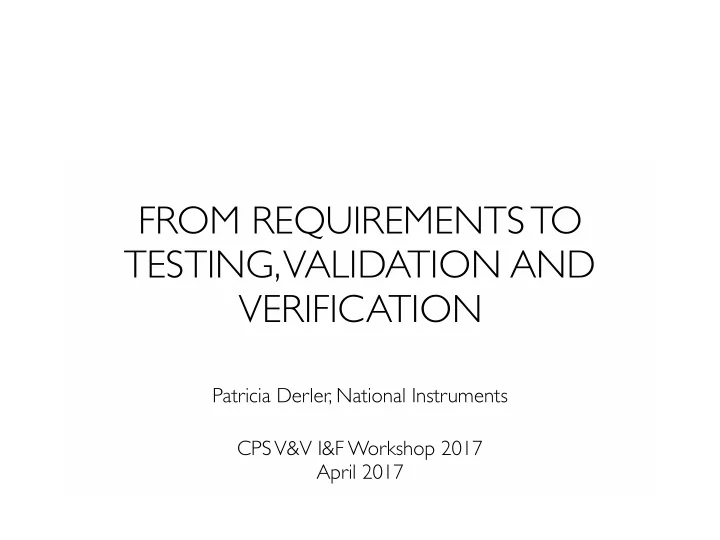 from requirements to testing validation and verification