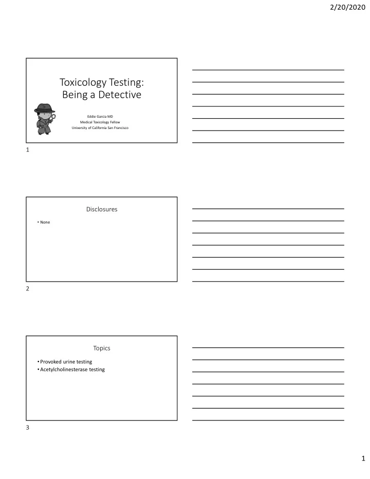 toxicology testing being a detective