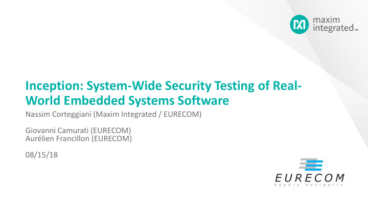 inception system wide security testing of real
