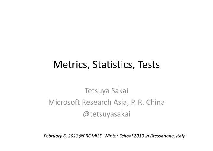 metrics statistics tests