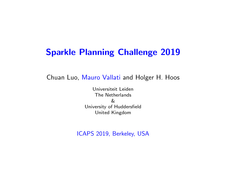 sparkle planning challenge 2019