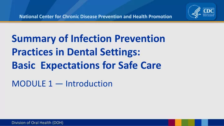 summary of infection prevention practices in dental