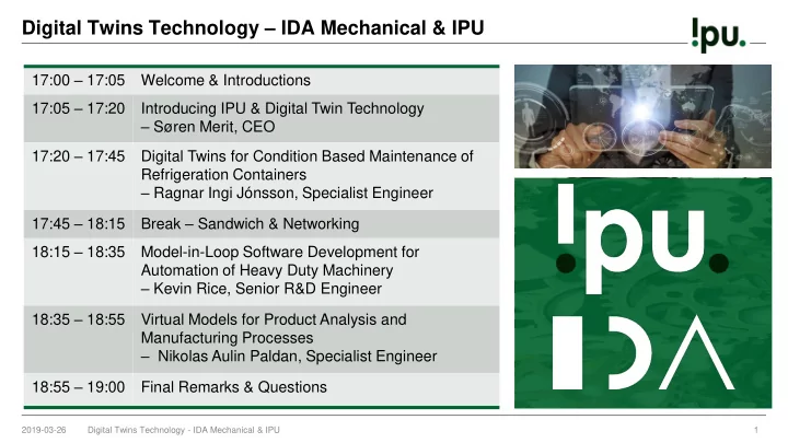 digital twins technology ida mechanical ipu