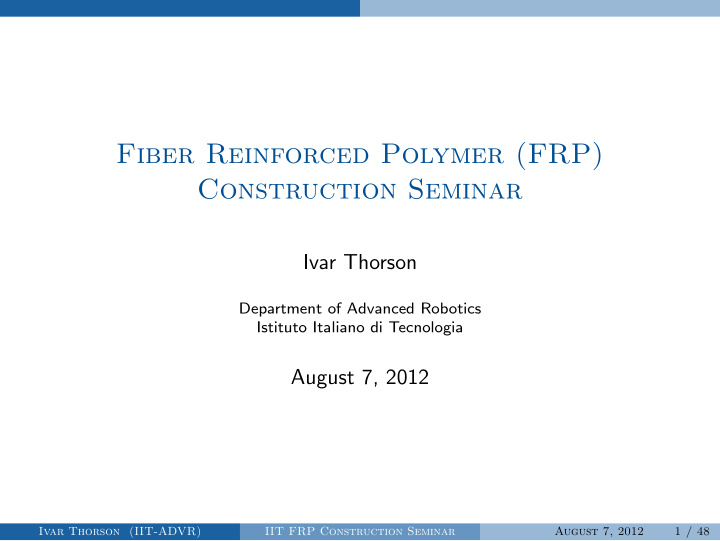 fiber reinforced polymer frp construction seminar