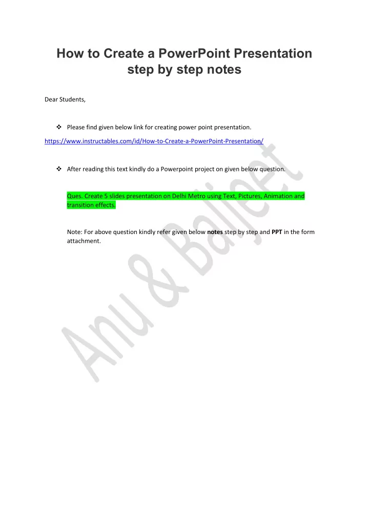 how to create a powerpoint presentation step by step notes