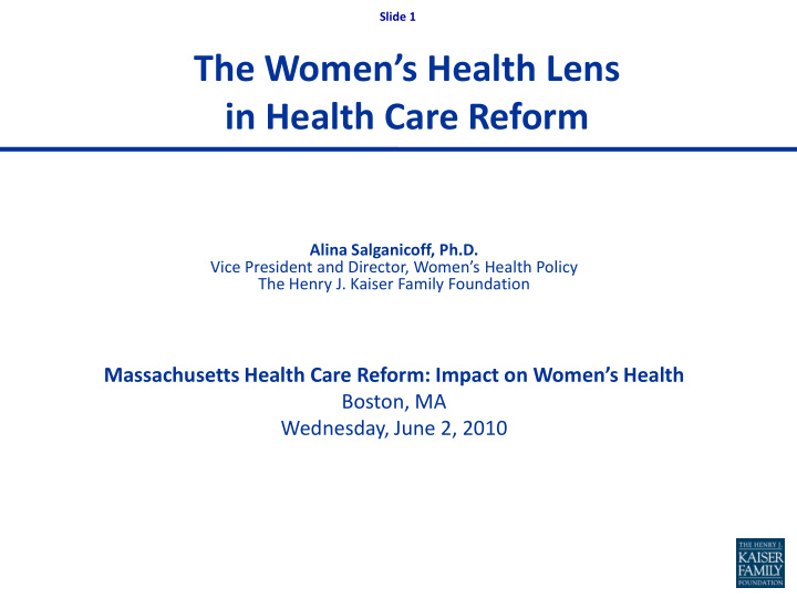 the women s health lens in health care reform