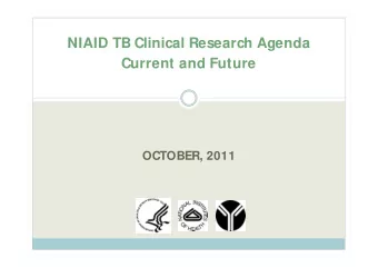 NIAID TB Clinical Research Agenda  Current and Future  OCTOBER, 2011  Clinical Research Funding