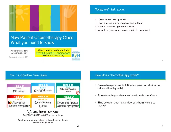 new patient chemotherapy class what you need to know