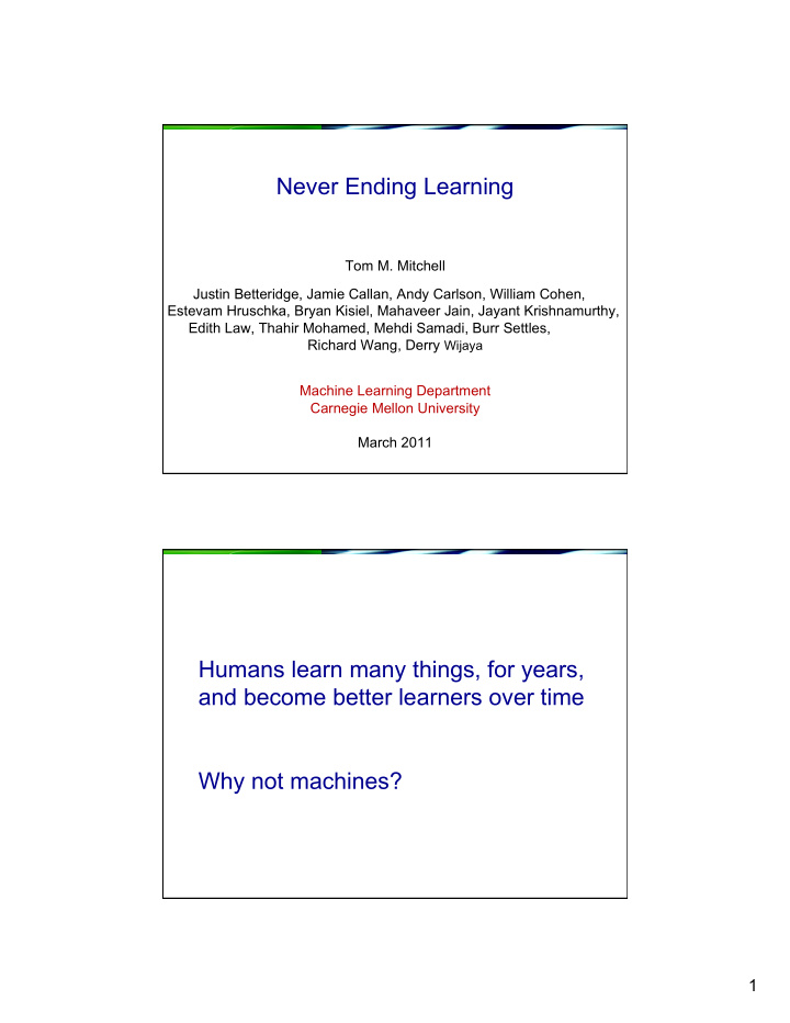 never ending learning