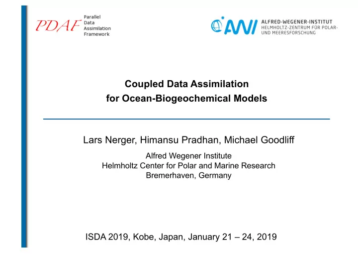 coupled data assimilation for ocean biogeochemical models