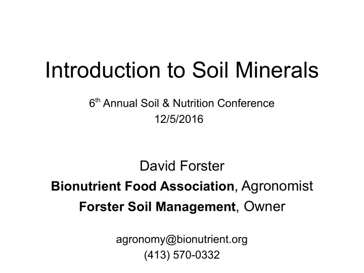 introduction to soil minerals