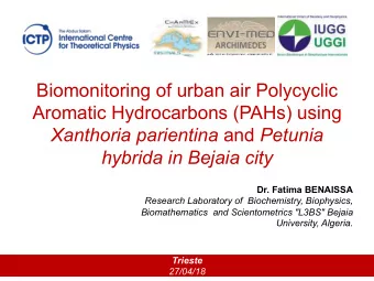 Biomonitoring of urban air Polycyclic  Aromatic Hydrocarbons (PAHs) using Xanthoria parientina and