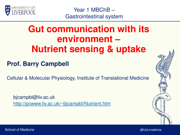 gut communication with its environment nutrient sensing