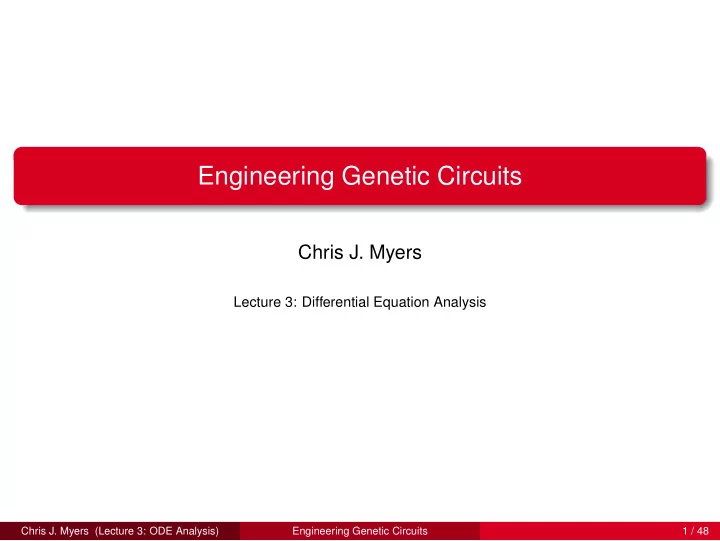 engineering genetic circuits