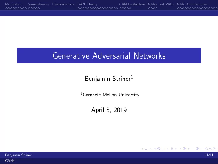 generative adversarial networks