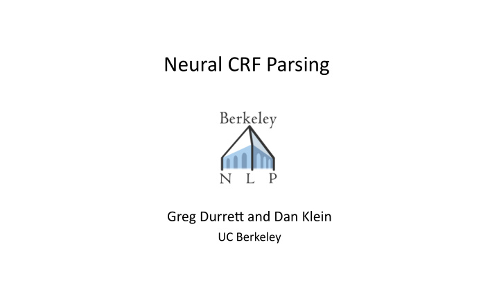 neural crf parsing