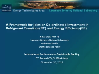 A Framework for Joint or Co-ordinated Investment in  Refrigerant Transition(RT) and Energy