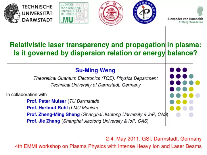 relativistic laser transparency and propagation in plasma