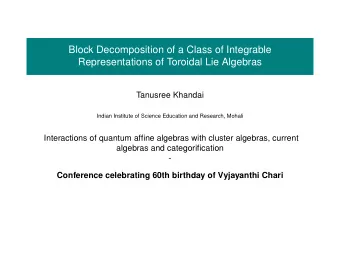 Block Decomposition of a Class of Integrable  Representations of Toroidal Lie Algebras  Tanusree