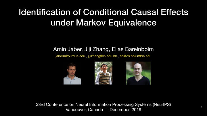 identification of conditional causal effects under markov