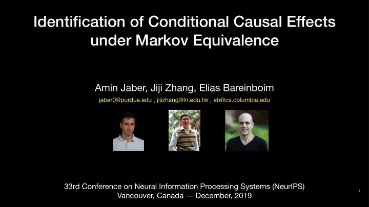 identification of conditional causal effects under markov