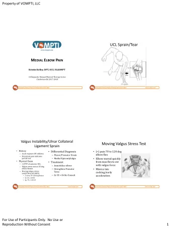 UCL Sprain/Tear  www.vompti.com M EDIAL E LBOW P AIN  Kristin Kelley, DPT, OCS, FAAOMPT
