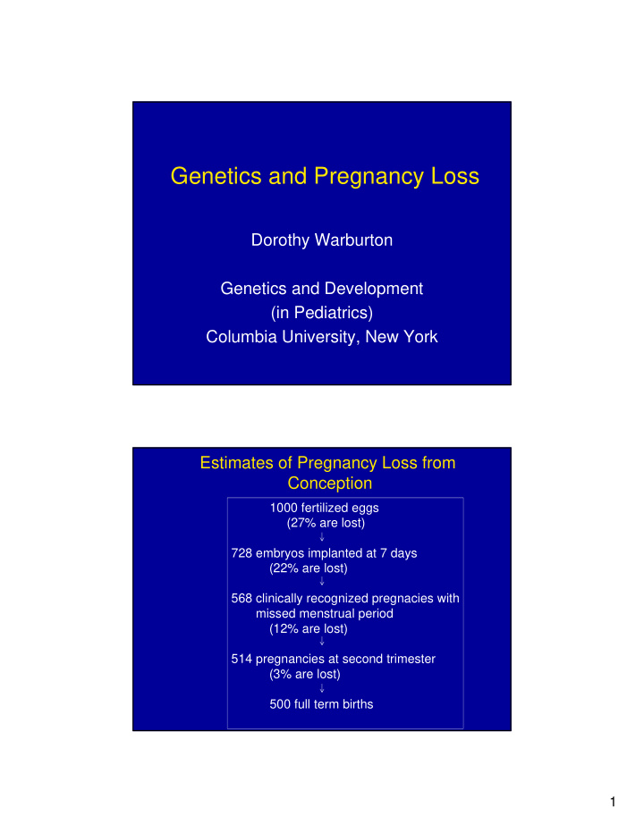 genetics and pregnancy loss