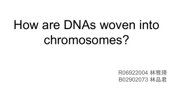 How are DNAs woven into  chromosomes? R06922004  B02902073   Some important